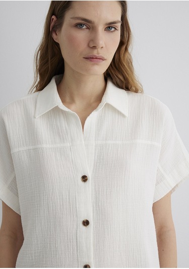 Mavi - Dokulu Beyaz Gömlek 1210758-70057 Beyaz