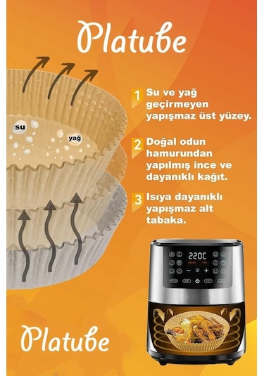 Pisirme Kagidi 50 Adet Airfryer Yagli Kagit Xiaomi Philips Air Fryer Tüm Markalara Uyumlu Kare