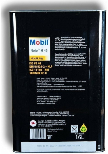 Mobil Nuto H46 Hidrolik Yağı 16 L