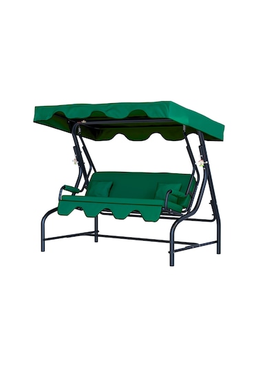 Bahçe Salıncağı 3 Kişilik Metal Salıncak Dalyan Koruma Kılıfı Hediye Yeşil