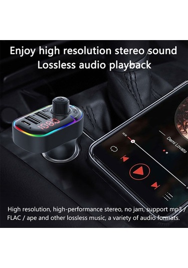 Sones C12 Çok Fonksiyonlu Araç Çift Usb Şarj Cihazı Atmosfer Işığı İle Bluetooth Fm Verici
