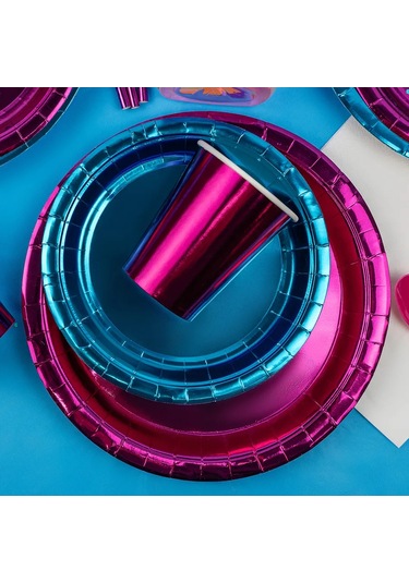 Mavisi Metalik Renkli Kutlama İçin Tek Kullanımlık Mutfak Seti 314026514 100 adet