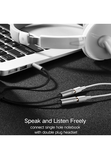 Sones Ugreen 3,5 Mm Erkek - 2 X 3,5 Mm Dişi Ses Konnektör Adaptör Kablosu 2'si 1 Arada Mikrofon + Kulaklık Ayırıcı Kablo Dönüştürücü