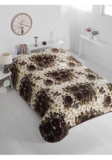 Sarar Çift Kişilik Battaniye- Bahar Kahverengi Kahve
