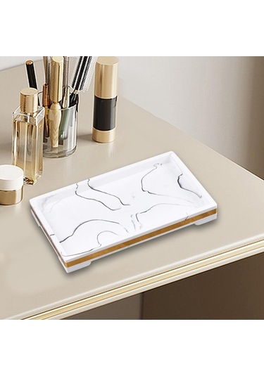 Pazly Vanity Tepsisi Tepsi Suntek Mutfak Mermer Dekoratif Beyaz Banyo Uy Beyaz