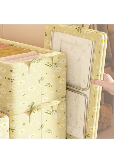 Dancemonkey Cbtx Jjtz 47x28x20cm Papatya Desenli Katlanır Elbise Organizatör Kutusu - Mavi 140l