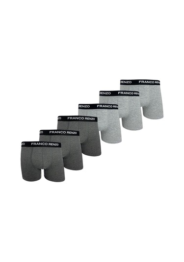 Franco Renzo Erkek 6'lı Lüx Kutulu Pamuklu Ve Likralı Boxer Gri - Antarsit