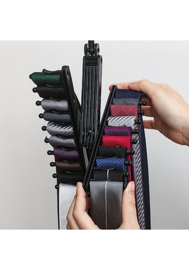 Symbee Çok Katlı Değiştirilebilir 20 Sıralı Kemer, Kravat, İpek Eşya Duvar Takımı - Ev Organizasyon Aracı Siyah