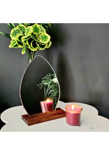 Tekir Store Damla Model Ahşap Standlı Çerçevesiz İki Açılı Makyaj Aynası