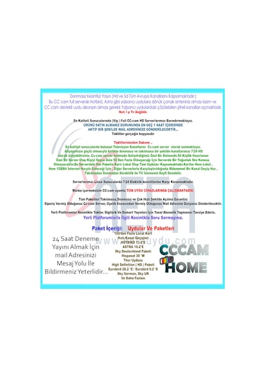 Hotbird - Astra Uyduları için Servis Saylayıcı 12 Ay Süreli