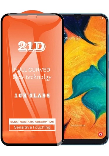 Samsung Uyumlu Galaxy A30 Ekran Koruyucu 21D Tam Kaplayan Kavisli