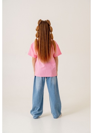 Kız Çocuk Bebe Yaka Yarım Kol Gömlek 3171 Pembe