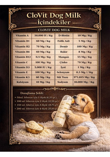 Clovit Yavru Köpekler İçin Süt Tozu 250 Gr