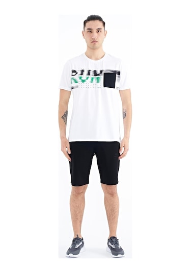 Tommy Life Beyaz Ön Cep Detaylı Baskılı Standart Kalıp Erkek T-shirt - 88200 001