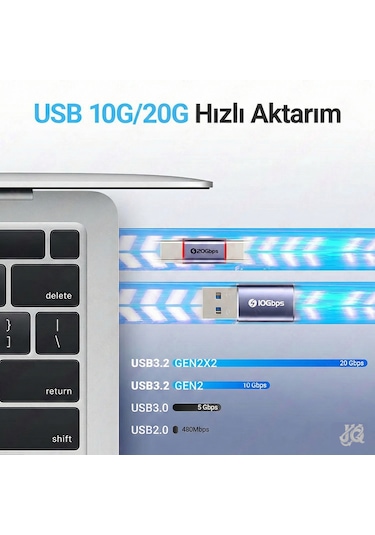Jeyı 2in1 Manyetik Usb Otg 60w Şarj Destekli Adaptör Seti 20gbps Type-c & 10gbps Usb-a Dönüştürücü