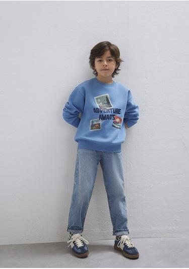 Mavi - Adventure Awaits Baskılı Mavi Sweatshirt 6s10146-70724