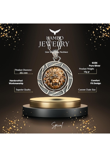 Aslan Gümüş Kral Kolye, 925 Ayar Gümüş Erkek Leo Kolye, Hayvan Gümüş Kolye Gümüş