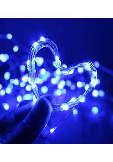 Ev Balkon Ve Parti İçin 10 Metre Pilli Mavi Renk Peri Led Yılbaşı Süsü Işık Mavi