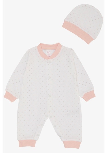 Breeze Kız Bebek Tulum Minik Puantiye Desenli 0-6 Ay, Beyaz Beyaz