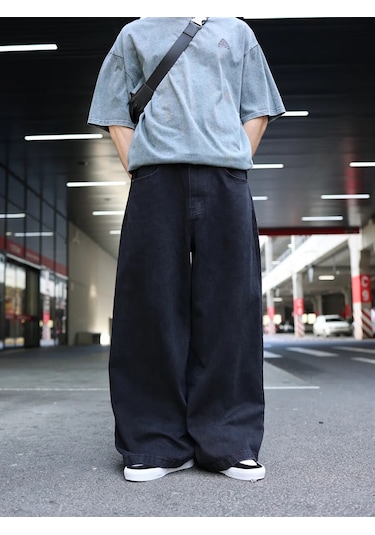 Pokaifu Y2k Tarzında Çok Geniş Kot Pantolonlar 306817563 Koyu Gri