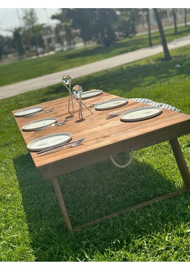 Kamp - Piknik - Balkon - Bahçe - Yemek Masası - Ceviz Renk - 2 Ka Ceviz