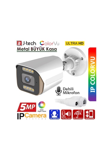 J-tech Jt-9060 5mp Sesli Ip Bullet Poe 3.6mm Network Kamera Gece-gündüz Renkli Görüntü