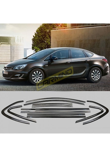 Opel Astra J Sedan Siyah Krom Cam Çerçevesi 2012-2020 12 Parça