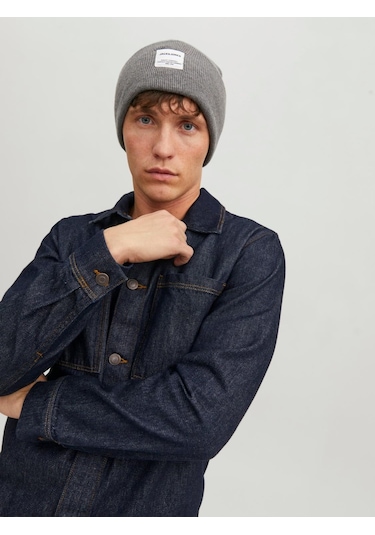 Jack & Jone Jaclong Knit Beanie Noos Erkek Bere-27109 - Gri