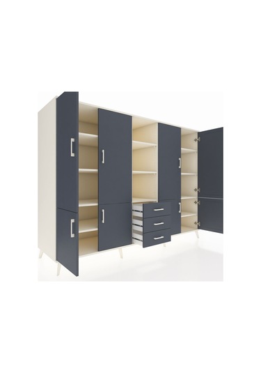 Kronos Dolap 11 Raflı 3 Çekmeceli 8 Kapaklı 220x59x163 Aytaşı-ant Aytaşı-antrasit