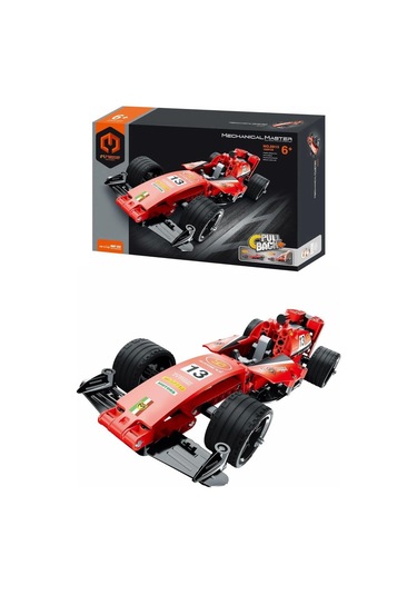 Çek Bırak Kırmızı Yarış Arabası Yapı Seti 150 Parça Montajlı Araba Oyuncak Seti