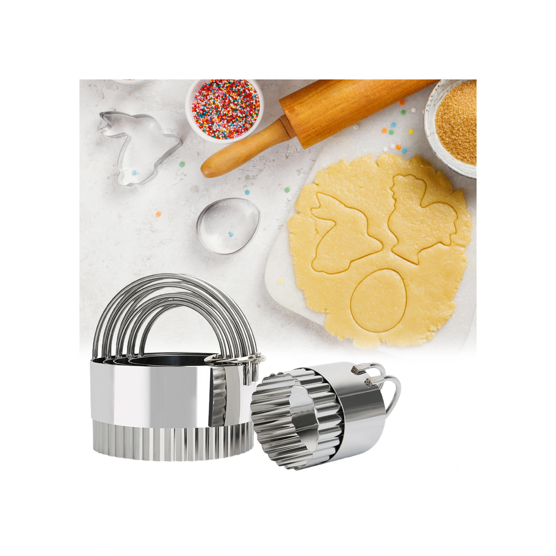 Yaleker 5'li Paslanmaz Çelik Bisküvi Kalıbı Seti - Rust Ötesi, Ergonomik Kolu, Kolay Temizlenir, Kaliteli Kullanim İçin Gümüş
