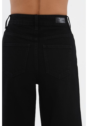 Cross Jeans Weslie Yüksek Bel Fermuarlı Wideleg Fit Jean Kadın Pantolon - Siyah  C 4530-076 Siyah