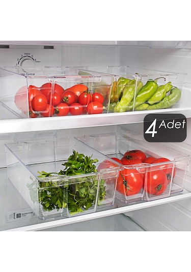 Porsima 4 Adet Buzdolabı İçi Düzenleyici Organizer 33,3x21x10 Cm