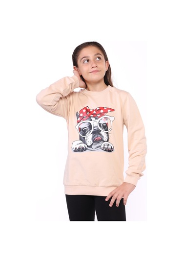 Toontoy Kız Çocuk Köpek Figür Baskılı Sweatshirt Açık Lila