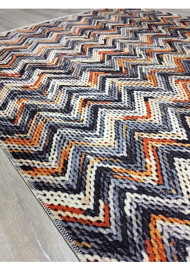 Retro Desenli Alt Kısmı Dokuma Kilim 200x290 Ebatlı+saçaklı