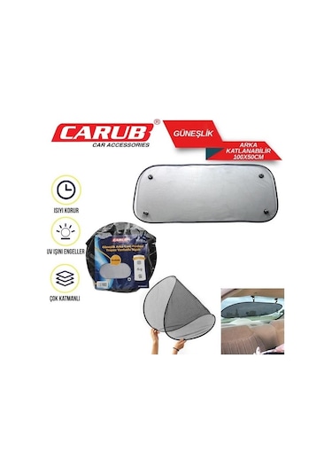 Carub Güneşlik Perde Arka Oval Vantuzlu 100x50