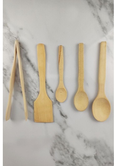Digithome 5 Parça Doğal Ahşap Mutfak Gereçleri Ve Hamur Seti - Sml001