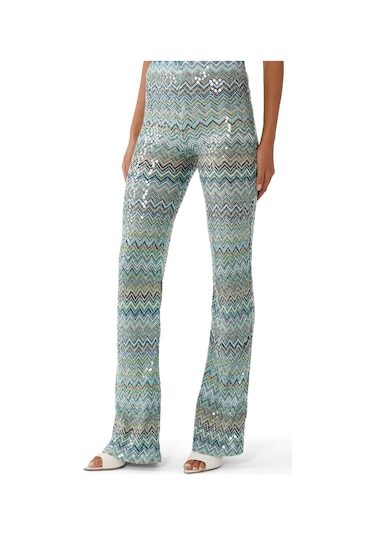 Missoni Zigzag Desenli Rahat Pantolon Yeşil Çoklu