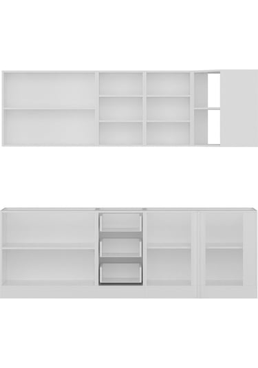 Minar 240cm Köşe Mutfak Dolabı - Beyaz/dore K240-d4