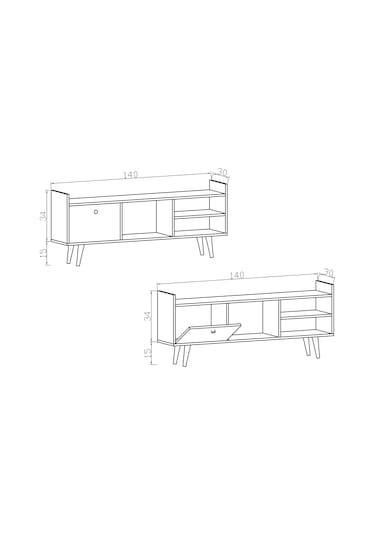 Leo Tv Ünitesi Beyaz-Antrasit Televizyon Konsolu 140 Cm Ekonomik