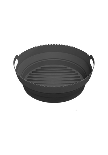 Homyl Katlanabilir Silikon Hava Fritöz Astarı Yedek Yuvarlak Siyah