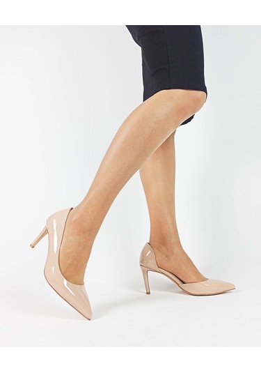 Ten Renk Rugan Karnıyarık İnce Topuk Kadın Stiletto Ten