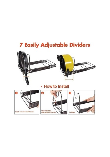 Novahub Genişletilebilir 7 Katlı Tencere Düzenleyici - Mutfak Organizasyon Siyah Siyah