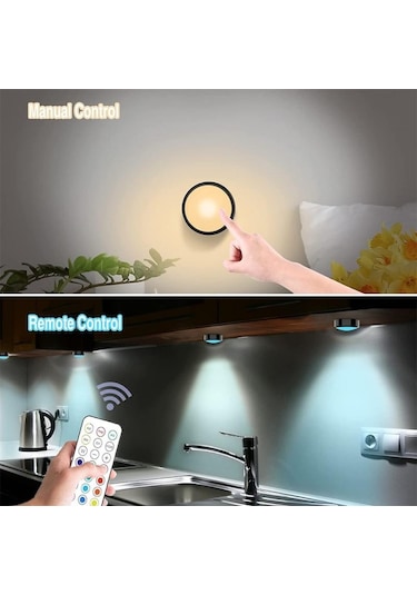 Uzaktan Kumanda Led Puck Işıkları Kısılabilir Rgbw 13 Renk Mutfak Koridor Dolap Dolap Işıkları Dokunmatik Sensör Dekor Gece Lambası 3 Lamba 1 Kontrol