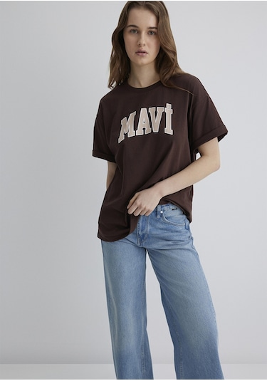 Mavi - Mavi Logo Baskılı Kahverengi Tişört 1600843-88062 Kahverengi