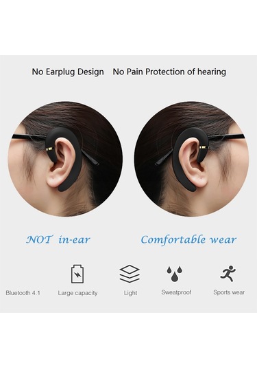 Et Bluetooth Kulaklık Kablosuz Kulaklık Handsfree Kulak Kancası Su Geçirmez Gürültü Önleyici Kulaklık Mic İle Android Iphone Uyumlu Gümüş Gümüş