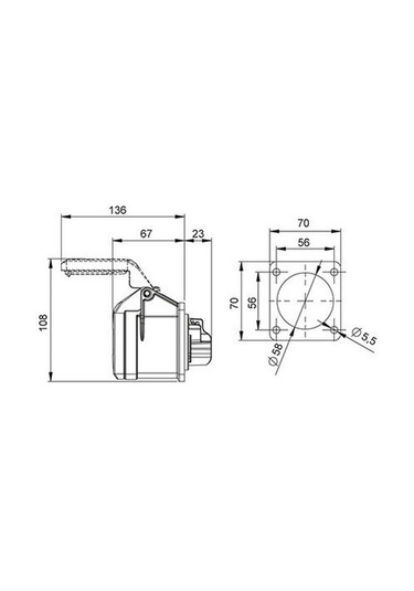 METE ENERJİ 406522V 5X32A. Ip44 Makıne Prizi -Düz-(Vidalı Bağ.)