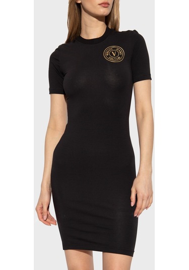 Versace Jeans Couture Bayan Elbise 74haot06 Cj03t G89 Siyah-gold Altın