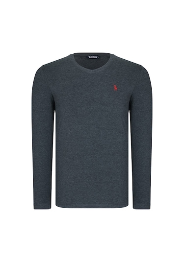 İkili Set T8587 Dewberry V Yaka Erkek Sweatshırt-beyaz-antrasit Beyaz-antrasit