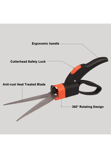 Suofeng 360 Dönebilen Bahçe Budama Makası, Yüksek Keskinlikli, Paslanmaz, Ergonomik Kulp, Çim Ve Çit Kesimi İçin El Tipi Alet